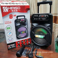 8 Inch  KIMISO QS810 Outdoor Portable trolley Speaker DJ Speaker System With LED Light Blue Tooth Speaker